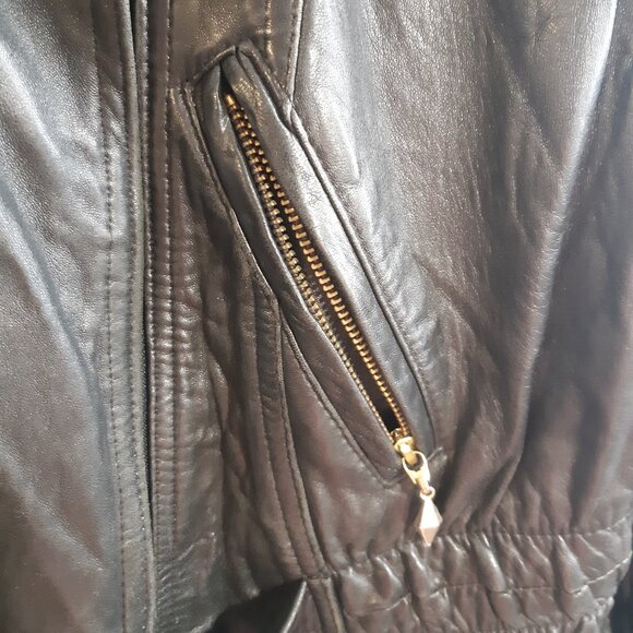 Jacket Leather Cuir Made In Canada Sélection Mono-Pol Small Women Rare Vintage - Picture 5 of 16